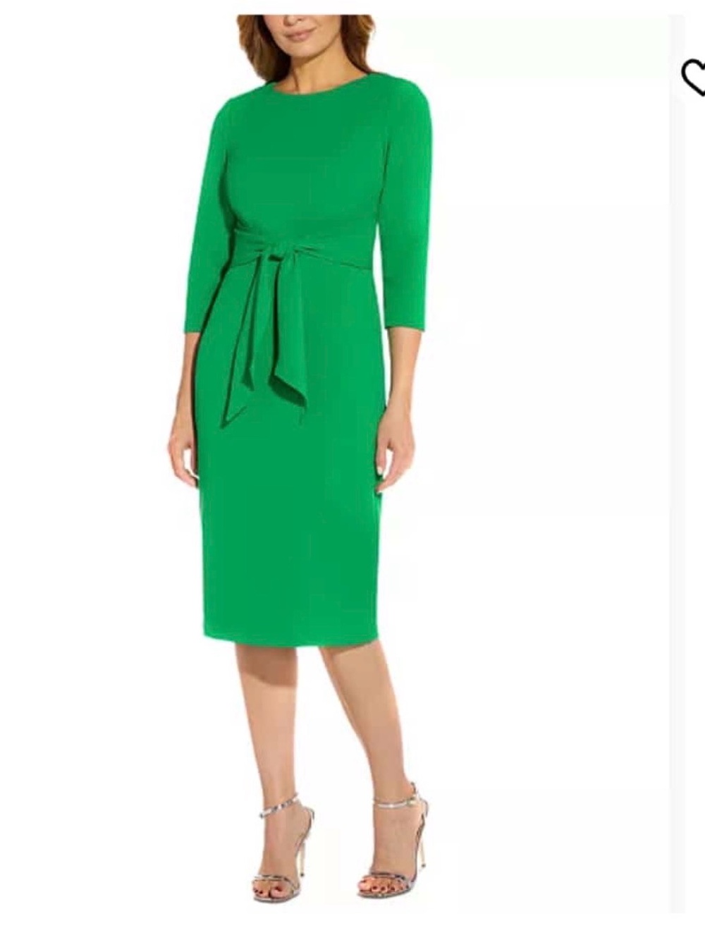 Adrianna Papell Emerald Green Tie-Waist Midi Dress